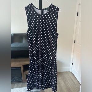 Ralph Lauren Dark Blue and White Polka Dot Midi Dress